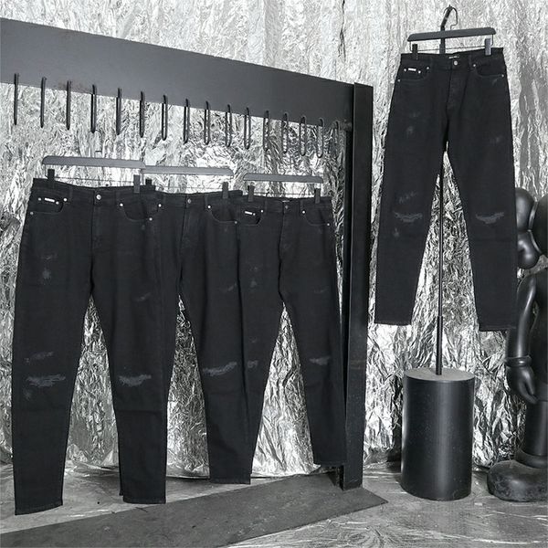 

men's jeans hip hop damage hole distressed represent denim pants men women slim-fit stretch jean washed old version, Blue