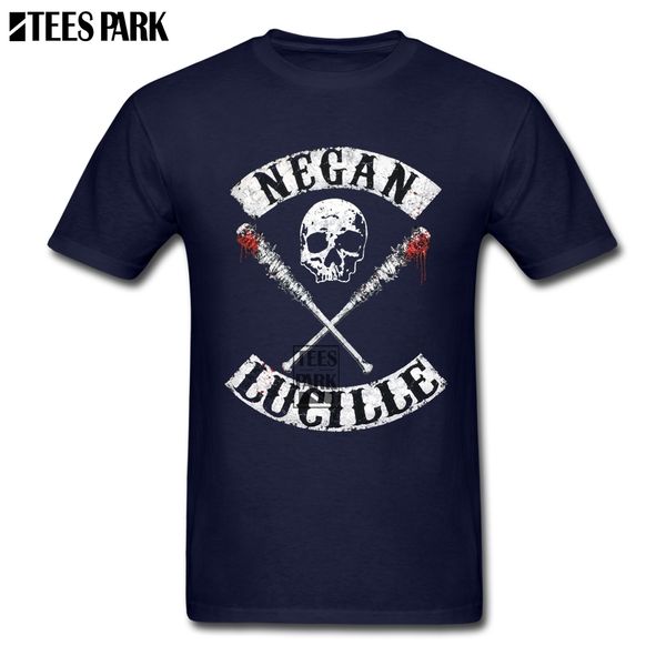 

blue shirt men negan lucille the walking dead cotton t shirts teenage crewneck short sleeve t-shirt exercise man novelty t