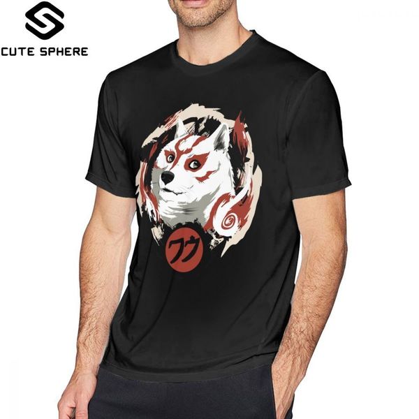 

okami футболка большая comfy футболка 100 хлопка с коротким рукавом майка мужчины мода плюс размер высокий графический tshirt