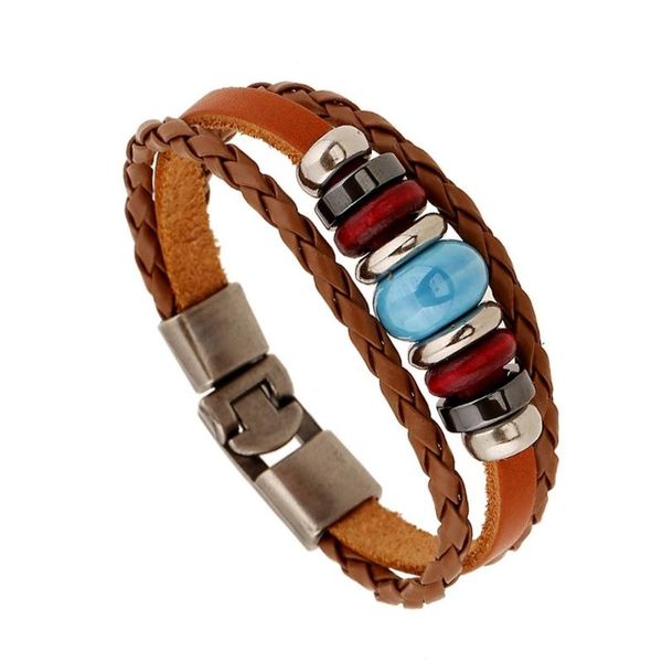 

2020 punk new leather bracelet male female students alloy beads charm bracelets for women fashion jewelry friend gift, Golden;silver