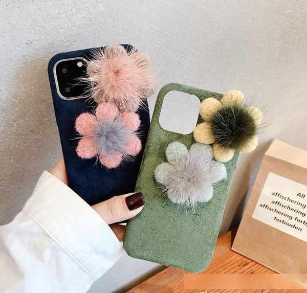 

3d plush cloth flower butterfly knot phone case for iphone 11 pro promax cover for iphone11 x xs max 8 7 case