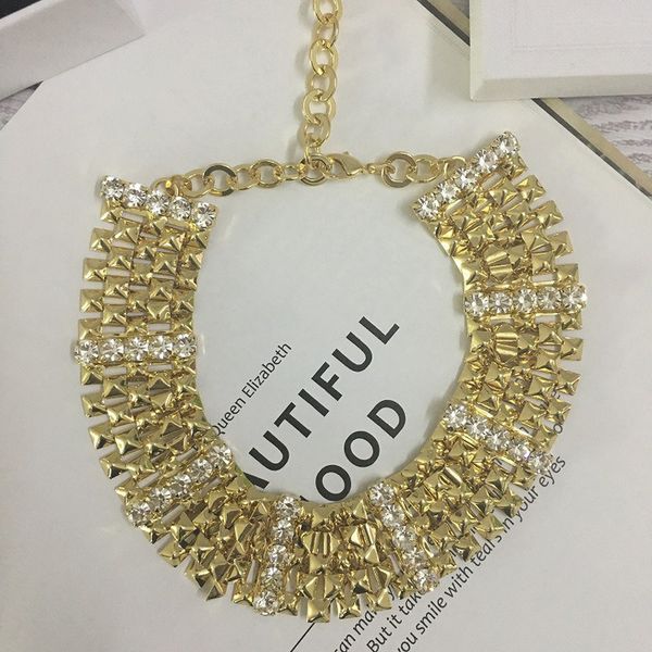 

new european and american retro shiny yellow necklace choker, Golden;silver