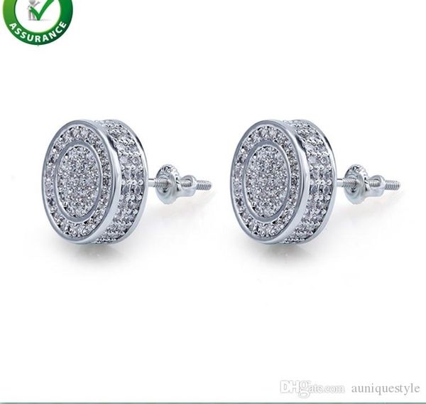 

designer earrings hip hop jewelry luxury mens stud earrings brand iced out diamond fashion gold silver for men bling crystal001, Golden;silver