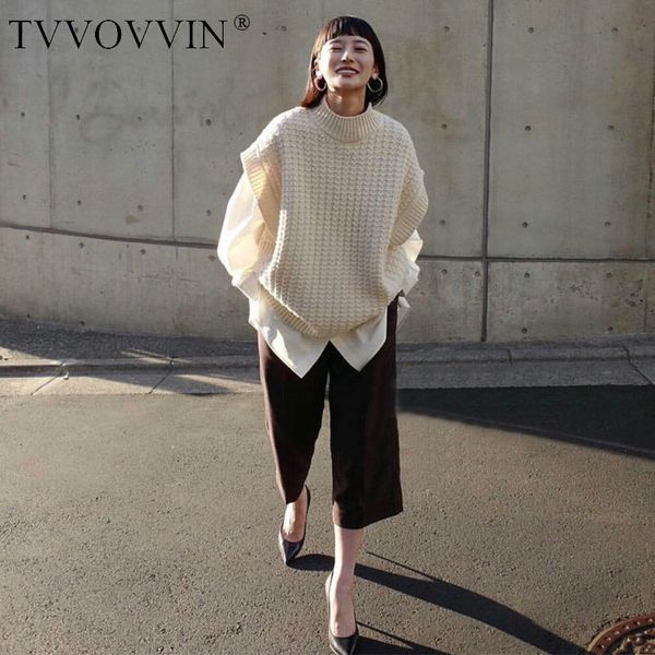 

tvvovvin fresh sweet knitting urban leisure vest 2020 autumn all-match loose lazy preppy style sweater vest woman zx508, Black;white