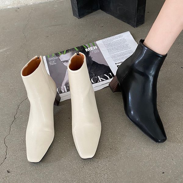 

women boots high heels women's shoes autumn boots-women winter footwear zipper stiletto rubber 2020 ankle solid fabric rome, Black