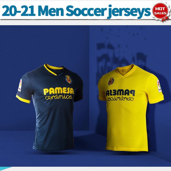 

2021 villarreal cf soccer jersey #10 iborra #16 pedraza home yellow 20/21 men soccer shirts away customized football uniforms, Black;yellow