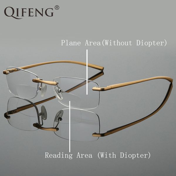

bifocal reading glasses men women rimless presbyopic eyeglasses male female eyewear +1.0+1.5+2.0+2.5+3.0+3.5+4.0 qf264, White;black