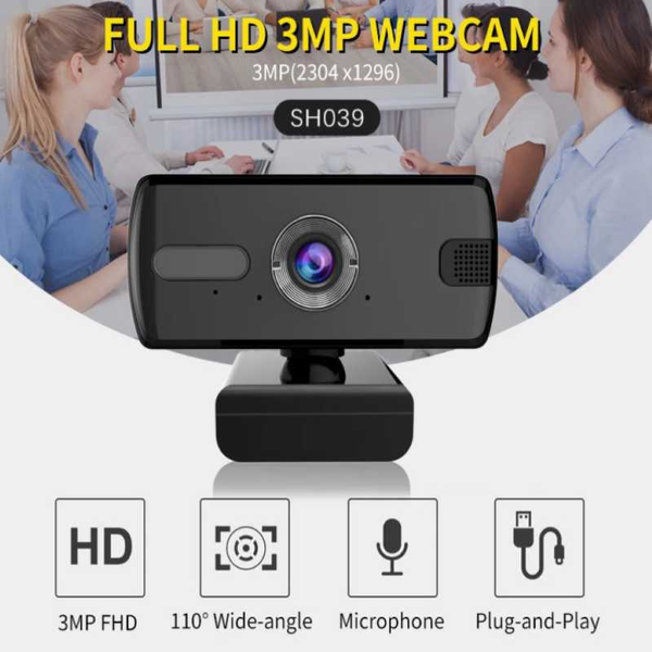 

latest sh039 3mp full hd webcam with microphone usb plug and play for live class conference skype lappc deskvideo camera