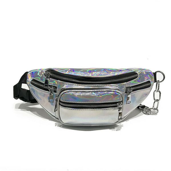 

women girls fanny shiny leather pouch belt waist shoulder bags pack purse wallet
