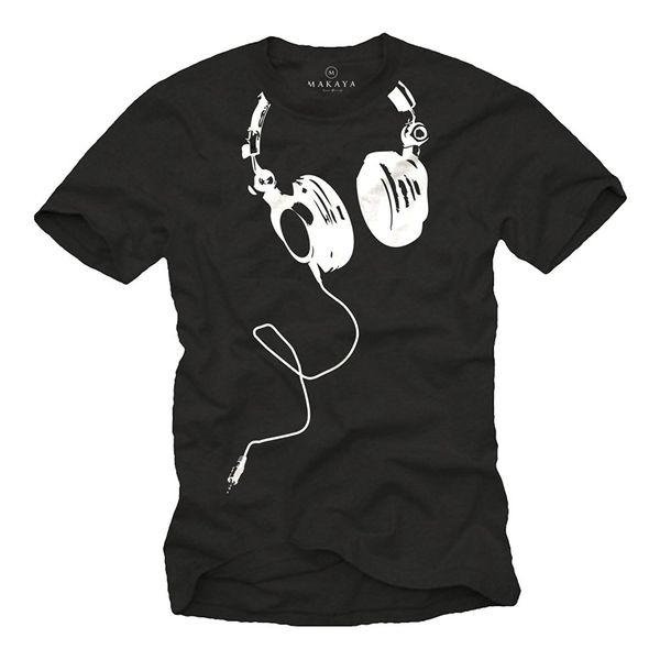 

2019 funny men's graphic t-shirt dj headphones summer fashion tee shirt