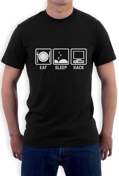 

2019 новое лето мужчины футболка eat sleep hack - хакер программист идея подарка t-shirt fsociety вдохновил хлопок дизайн