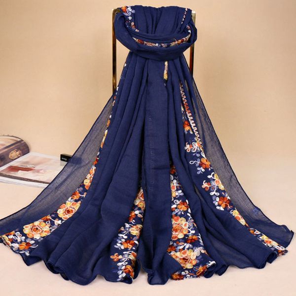 

women's wholesale centers around the scarf factory straight hair girl embroidered scarves bs481 autumn and winter, Blue;gray