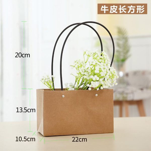 

new gift bags 5pcs trapezoidal kraft paper waterproof handbag flower supplies flower packaging diy flowers storage bag