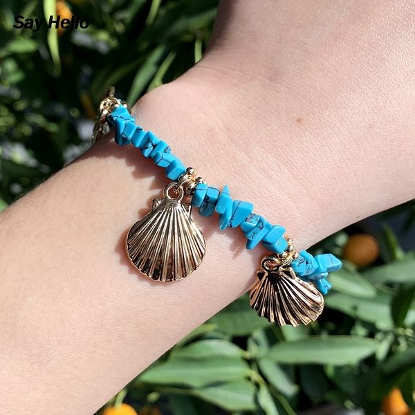 

beaded, strands say hello vintage ethnic handmade shell starfish bracelet metal chain adjustable ladies boho jewelry gift women b0418, Black