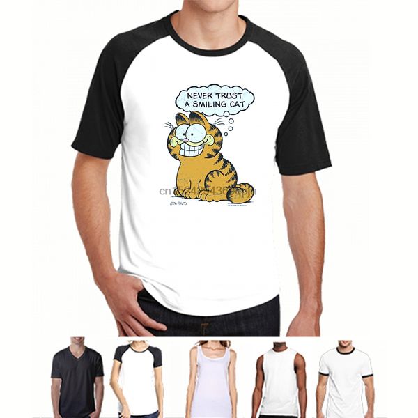 

funny t shirt men novelty tshirt garfield smiling t-shirt