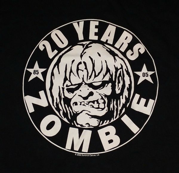 

rob zombie 20 years 1985 2005 heavy metal t shirt l concert tour guitar rock