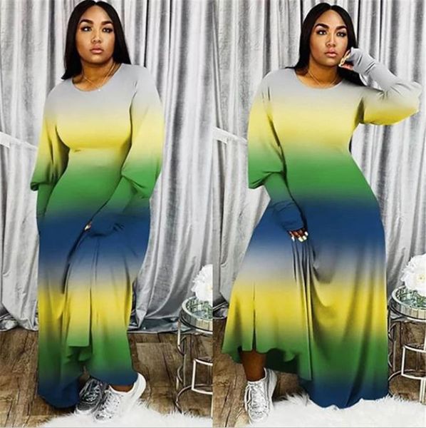 

плюс размер женщины платья весна осень o шеи высокой талией с длинным рукавом свободные платья вскользь contrast цвет дамы платье партии, Black;gray