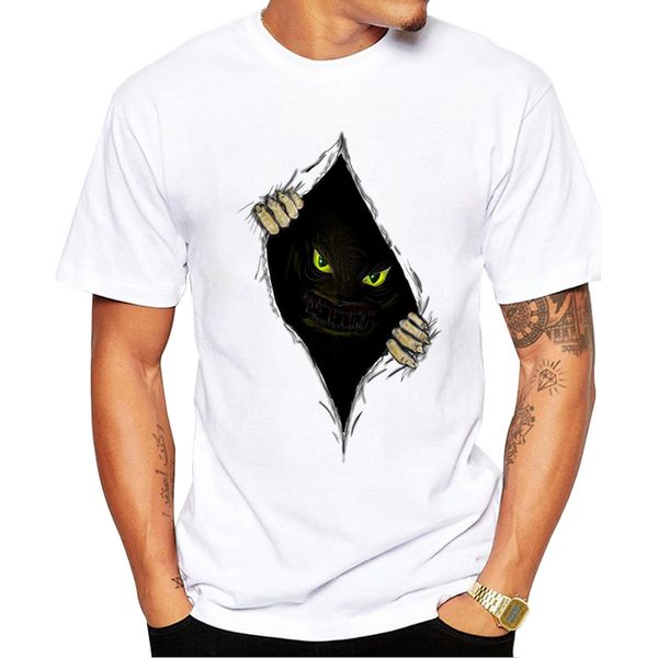

teehub hipster do not open monster inside men t-shirt fashion black cat printed tshirts short sleeve o-neck tee funny