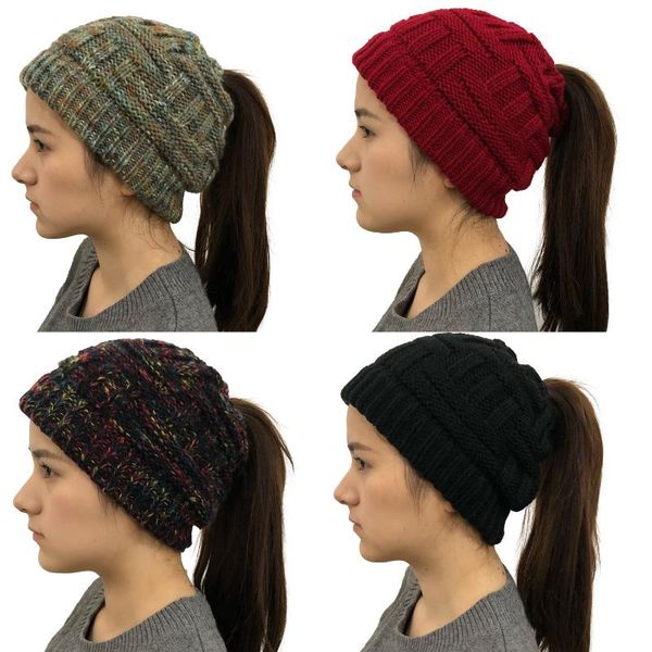 

warm bamboo braided hat lady tail hair line hat, Blue;gray