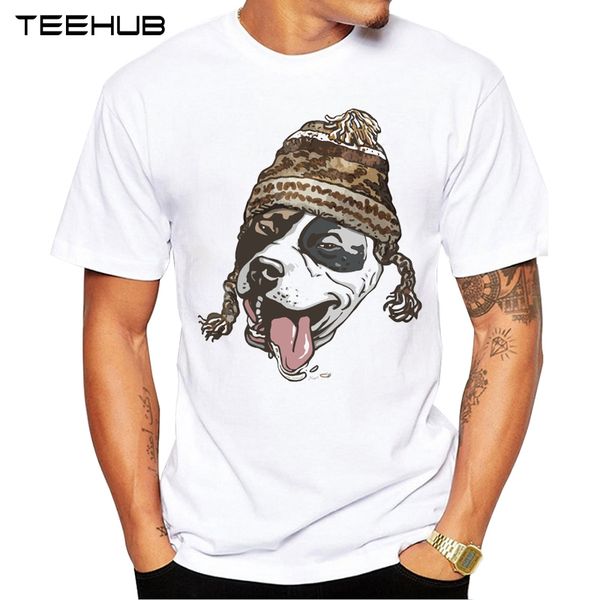 

new arrivals 2019 teehub cool design men's cute pit bull printed t-shirt short sleeve o-neck hipster tee