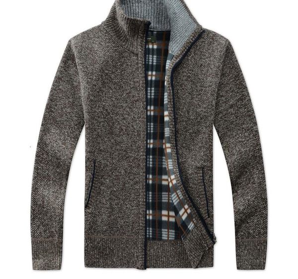 

fgkks men s casual sweater coats winter fashion brand mens cardigan high collar pockets knit outwear coat sweater003, White;black