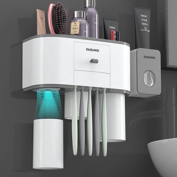 

toothbrush holder automatic toothpaste dispenser juicer for bathroom storage wall mount bathroom accessories toothpaste holder t200506