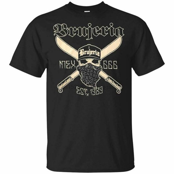 

brujeria mex 666 est 1989 t-shirt calavera y machetes tee shirt short sleeve cotton birthday gift tee shirt
