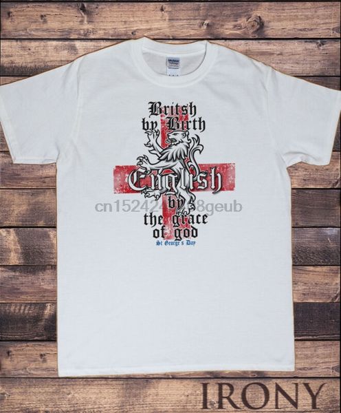

mens t-shirt english-british by birth prints st george's flag print c25-7