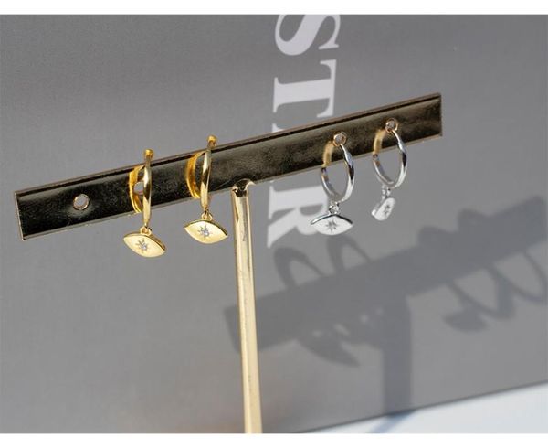 

dangle & chandelier 925 sterling silver earring fashion ins style geometric zircon eye short drop sweet wild female girl ear jewelr