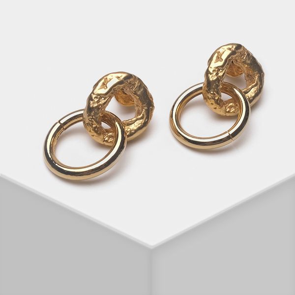 

amorita boutique vintage double hoop stud earrings, Golden;silver