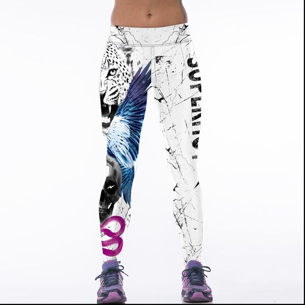 

creative funny 3d tiger print white leggings women fitness legging new12 styles stretch breathable wicking leggign leggins, Black