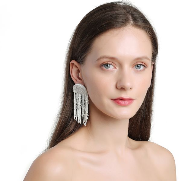 

seedbeads earrings rainbow pattern, Golden