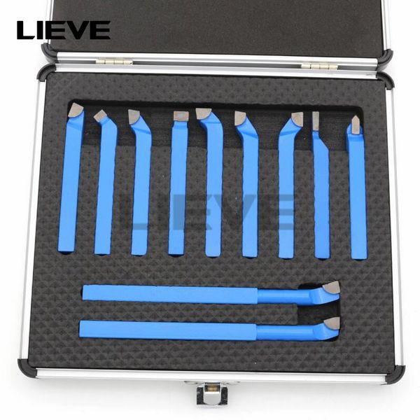 

11pcs 10*10mm,8*8mm carbide tip tipped bit set brazed milling cutter tools for metal cnc lathe, welding turning tool holder