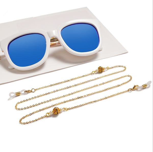 

crystal bead imitation pearls cords reading glasses chain fashion women sunglasses accessories ethnic style lanyard hold straps, Silver