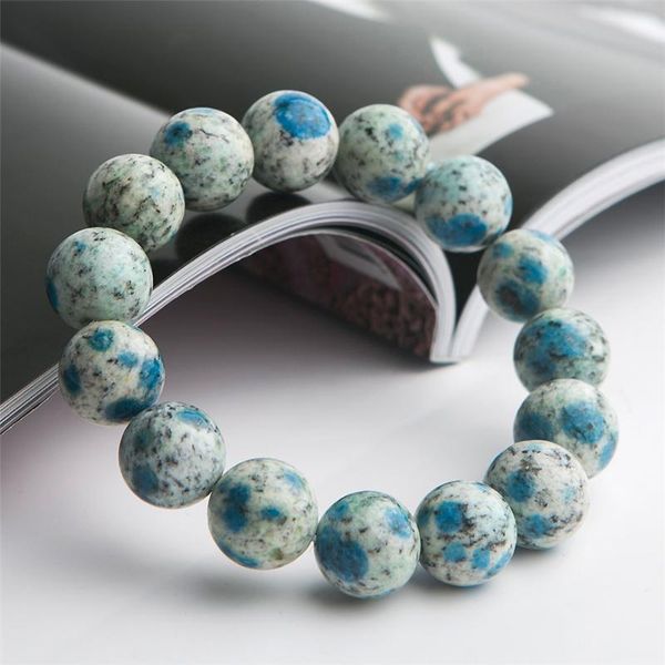 

genuine natural k2 jas per granite azurite gems stone crystal stretch big round beads bracelet 11mm 12mm 13mm 14mm, Black
