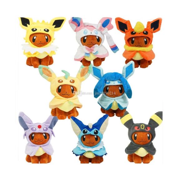 

new toy eevee cosplay jolteon espeon umbreon flareon glaceon vaporeon sylveon soft plush toy for kids gifts 8" 20cm wholesale