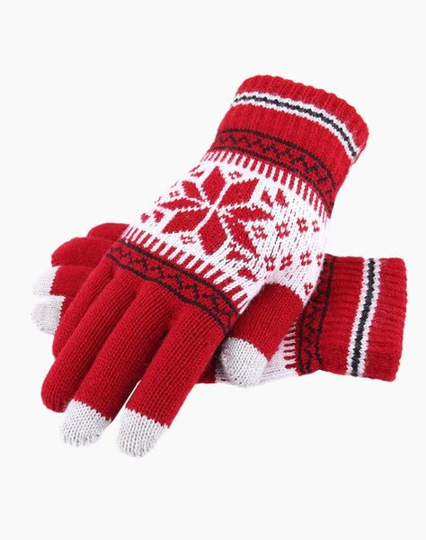 

five fingers gloves fashion arrival warm thick winter wool knitted women flower screen sense men glove snowflake full finger mittens, Blue;gray