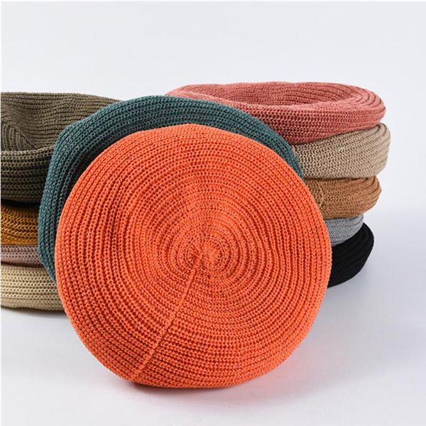 

2020 новый берет весной и лето женщины сплошного цвета дикой вязаной шапка шапка шапка на открытом воздухе случайных ретро художник оптом, Blue;gray