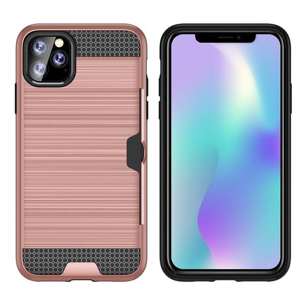 

armor tpu pc hybrid brushed credit card slot case for iphone 11 pro 11 pro max 6 7 8 plus xr xs xs max 200pcs/lot