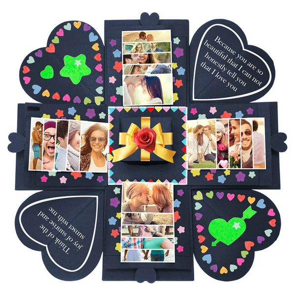 

hexagon surprise explosion box creative bomb box diy scrapbook p album anniversary valentine's day wedding gift