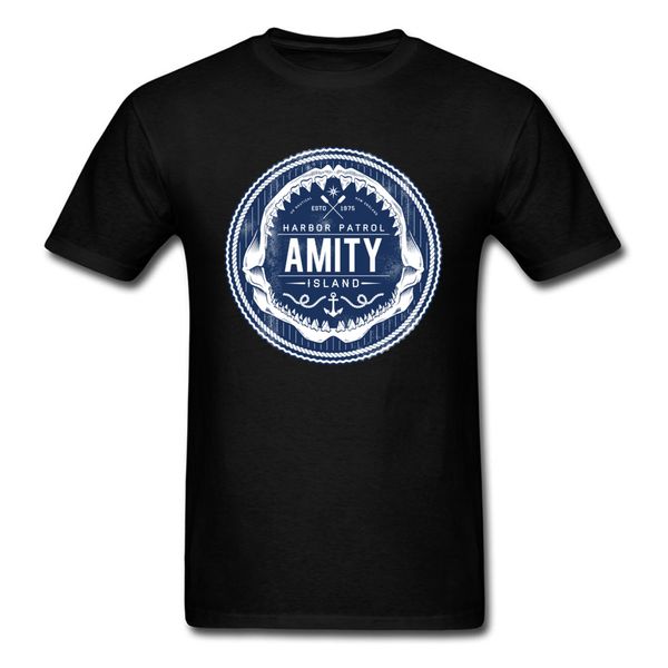 

unique men t-shirt amity island harbor patrol tshirt shark jaws t shirt black clothing vintage tees hipster summer
