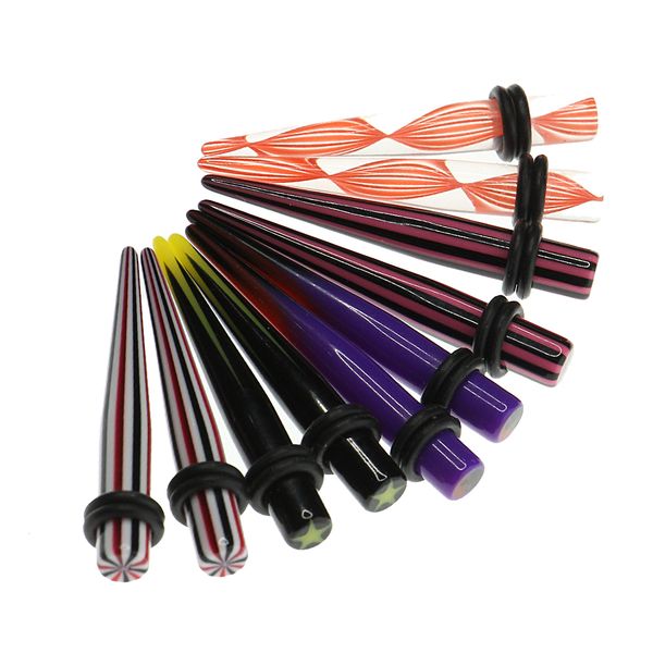 

5 pair colorful taper with double o-ring ear stretching plug 6mm(2g, Slivery;golden