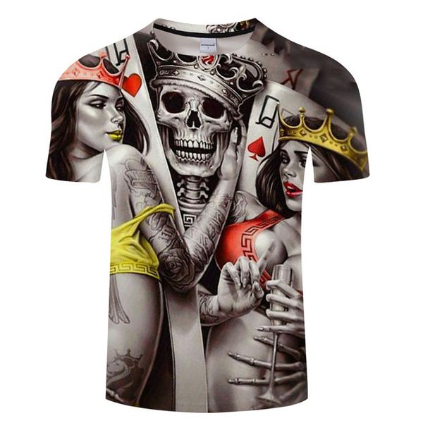 

new skull poker printed 3d t -shirt men homme black design male 3d print shirts anime kawaii kawaii men clothing