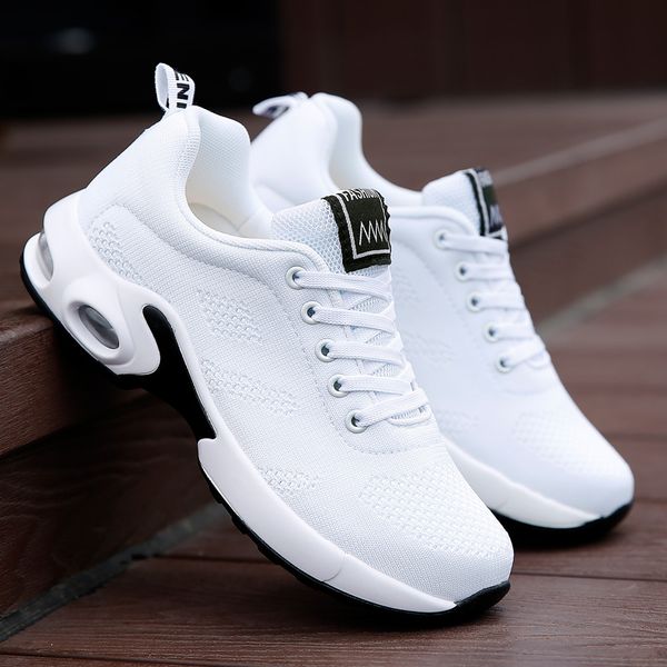 

fashion women shoes air cushion sneakers breathable thick sole ladies platform trainers female height increasing shoes plus size, Black
