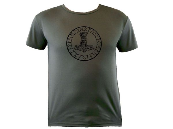 

2019 norse mythology thor hammer polyester moisture wicking od green t shirt