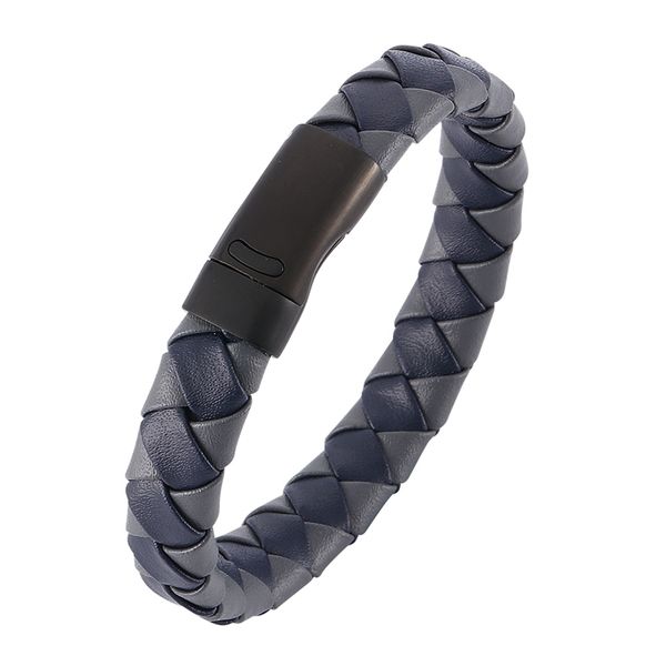 

Trendy Mens Bracelets Braided Leather Bracelet for Men Jewelry Stainless Steel Magnetic Clasp Punk Bangles C0027, Golden;silver
