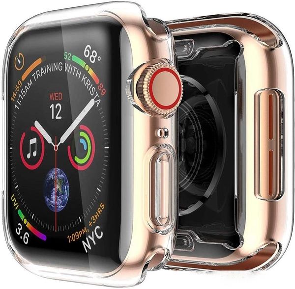 

smiling case for apple watch with built in tpu screen protector 38/40/42/44mm - all around protective case for apple watch series 4/3/2/1