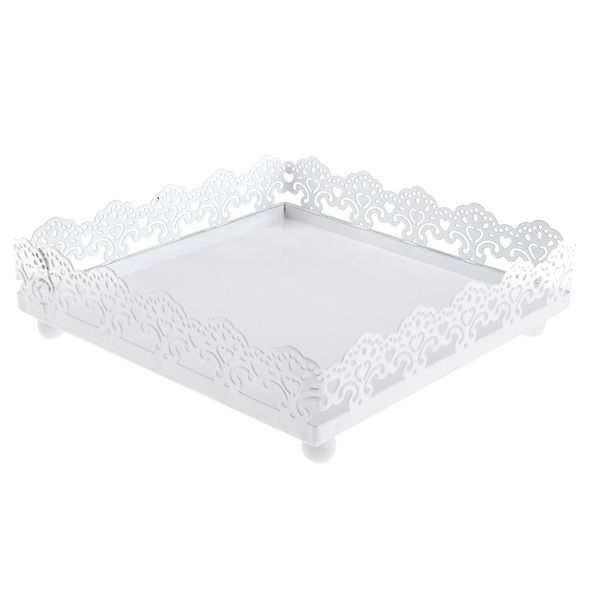 

square cake stand metal hollow lace fruit plate wedding home decor white