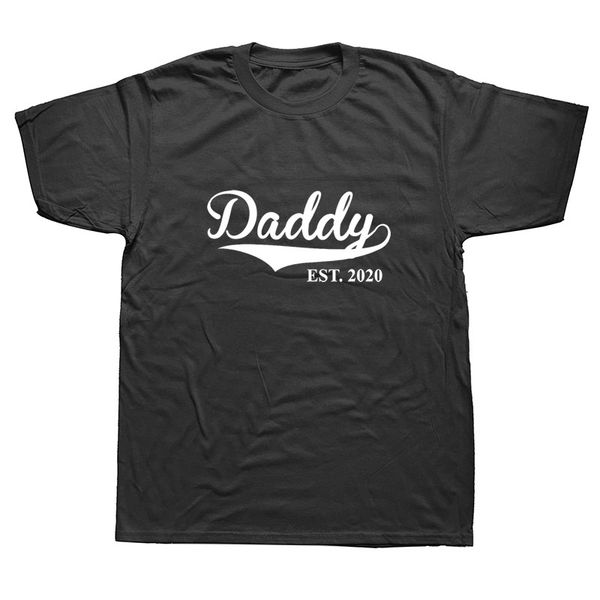 

daddy est. 2020 dad papa fathers day christmas birthday t-shirt mens short sleeves streetwear hip hop printed t shirts tees