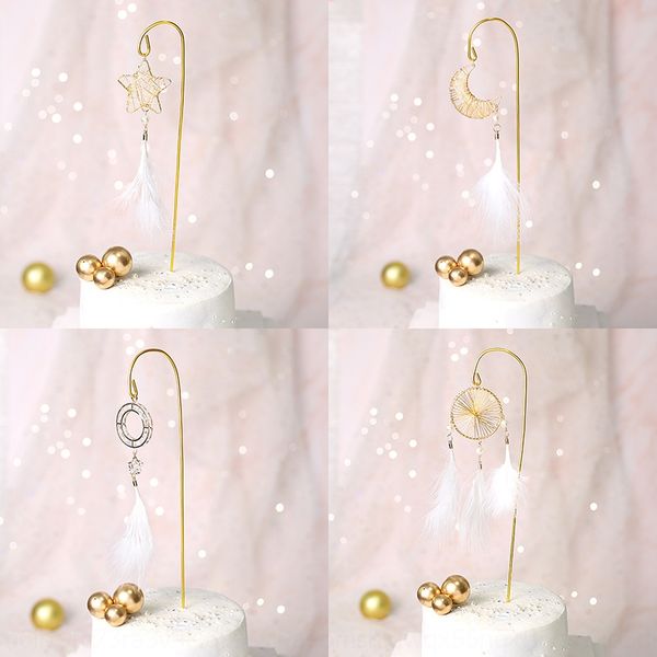 

copyright cake pendant decoration wrought iron pendant feather star moon dream catcher plug-in cake decoration plug-in tgkdk